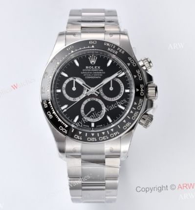 1:1 Clone Clean Factory Rolex Panda Daytona Stainless Steel Black Dial 4131 Watch